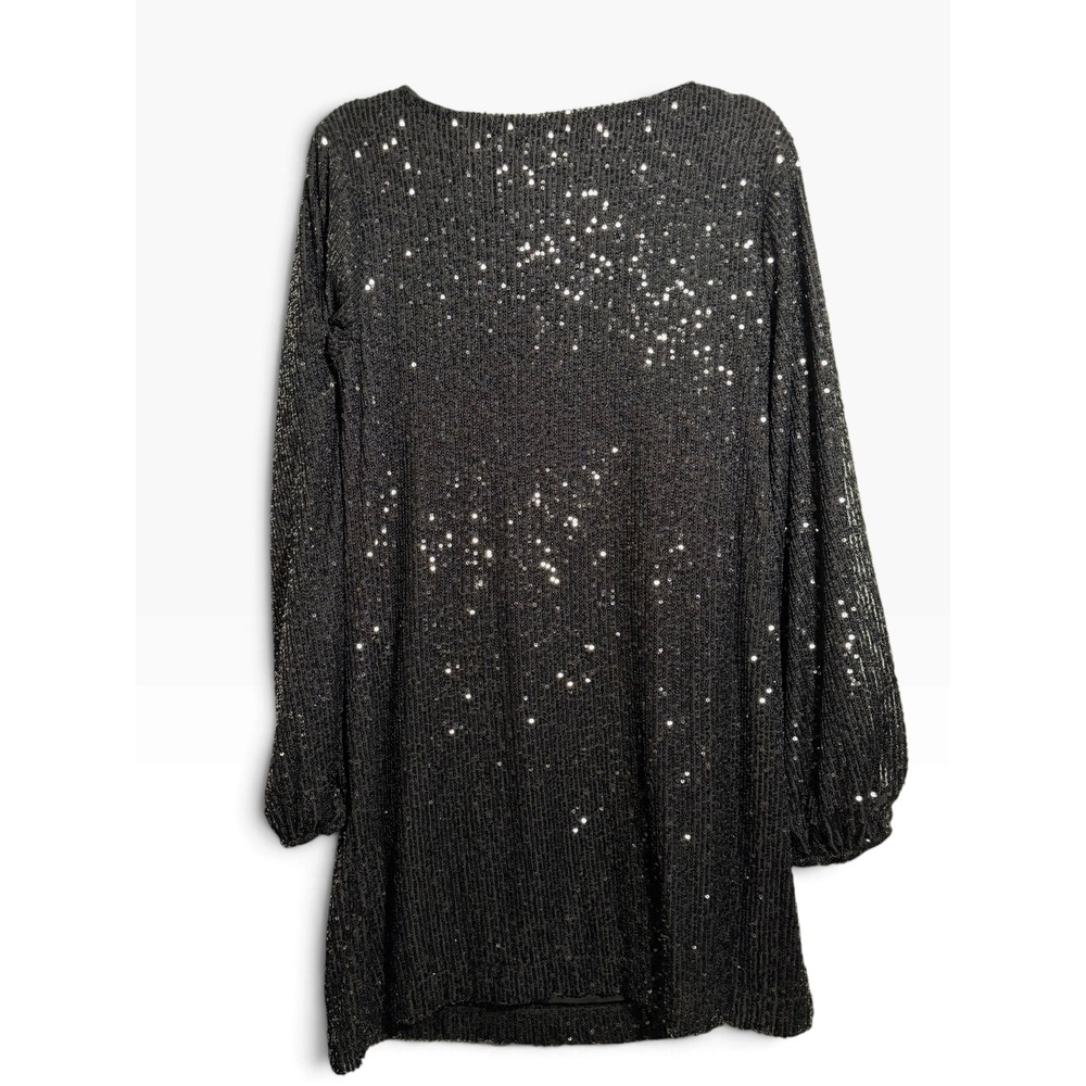 Z SUPPLY Black Sequin Long Sleeve Shift Mini Dress ZD234255 Large